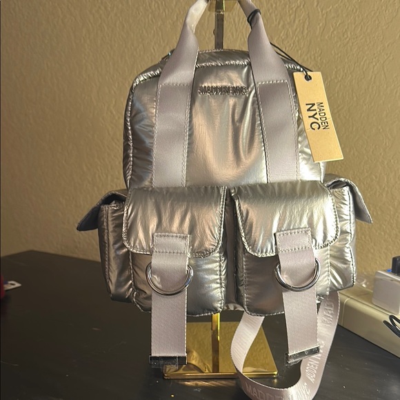 Steve Madden Handbags - Steve Madden Silver Mini Backpack